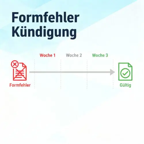 Infografik zeigt, wie eine ungültige Kündigung nach 3 Wochen wirksam wird.